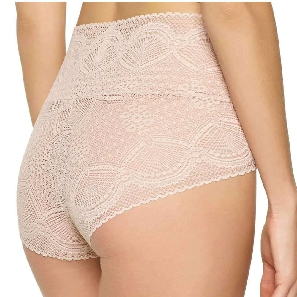 Felina Lace Super Stretchy Wrap Brief Panty. In Beige